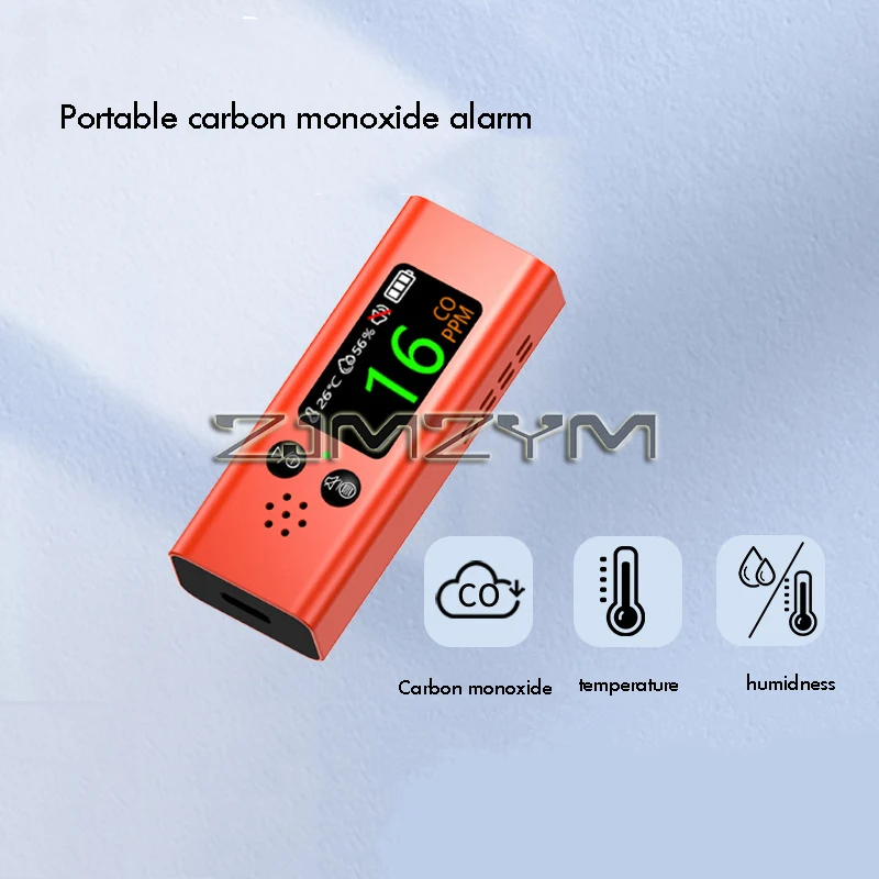 Detector portátil do monóxido de carbono, temperatura recarregável exata do curso CO e detector da umidade com alarme alto, liga de alumínio, 3 em 1