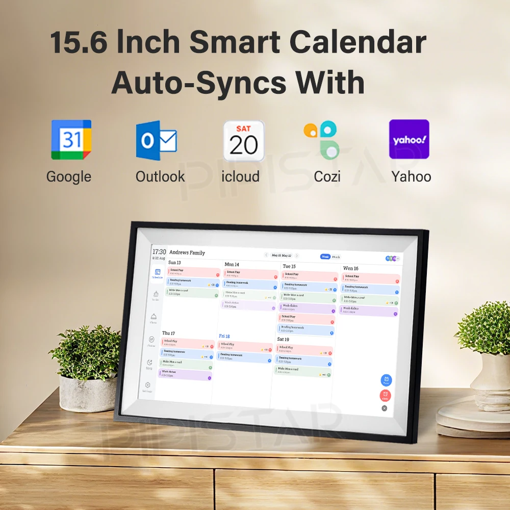 15.6-inch Home Smart Digital Calendar Touchscreen Interactive Display Home Schedule WiFi Sync and Digital Photo Frame