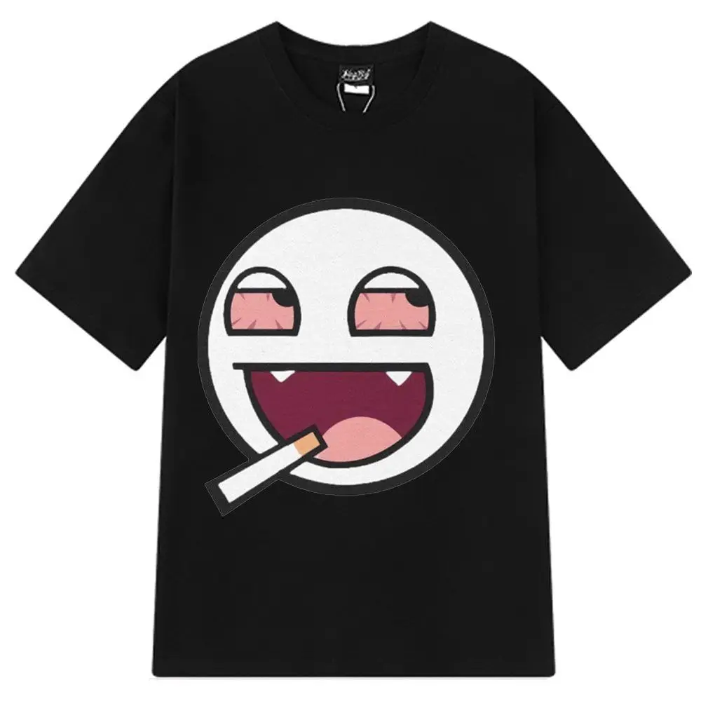 

Epic Face Domo Kun Men's Casual Crew Neck Short-Sleeve T-Shirt with Funny Meme Prints Trendy Anime Graphic Short-Sleeve T-Shirt
