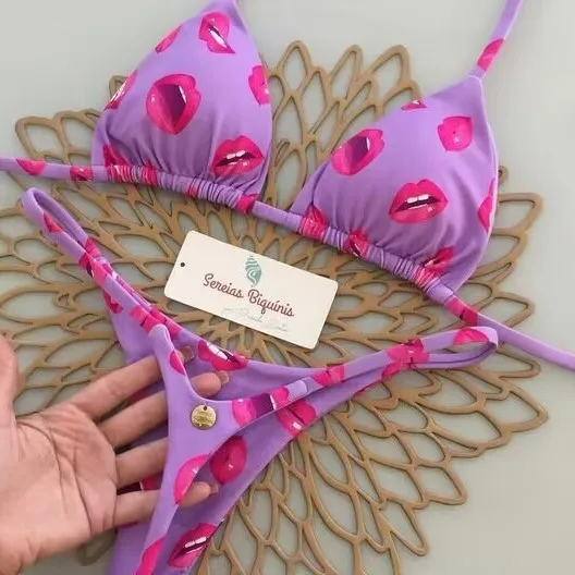 

New European and American Multi-color Printing Straps Split Swimsuit Brazilian Sexy Thong Bikini Bikini