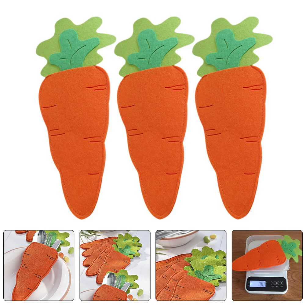 

10Pcs Fabric Carrot Cutlery Bags Easter Utensil Holders Set Decorative Table Storage Organizers Festive Holiday Banquet
