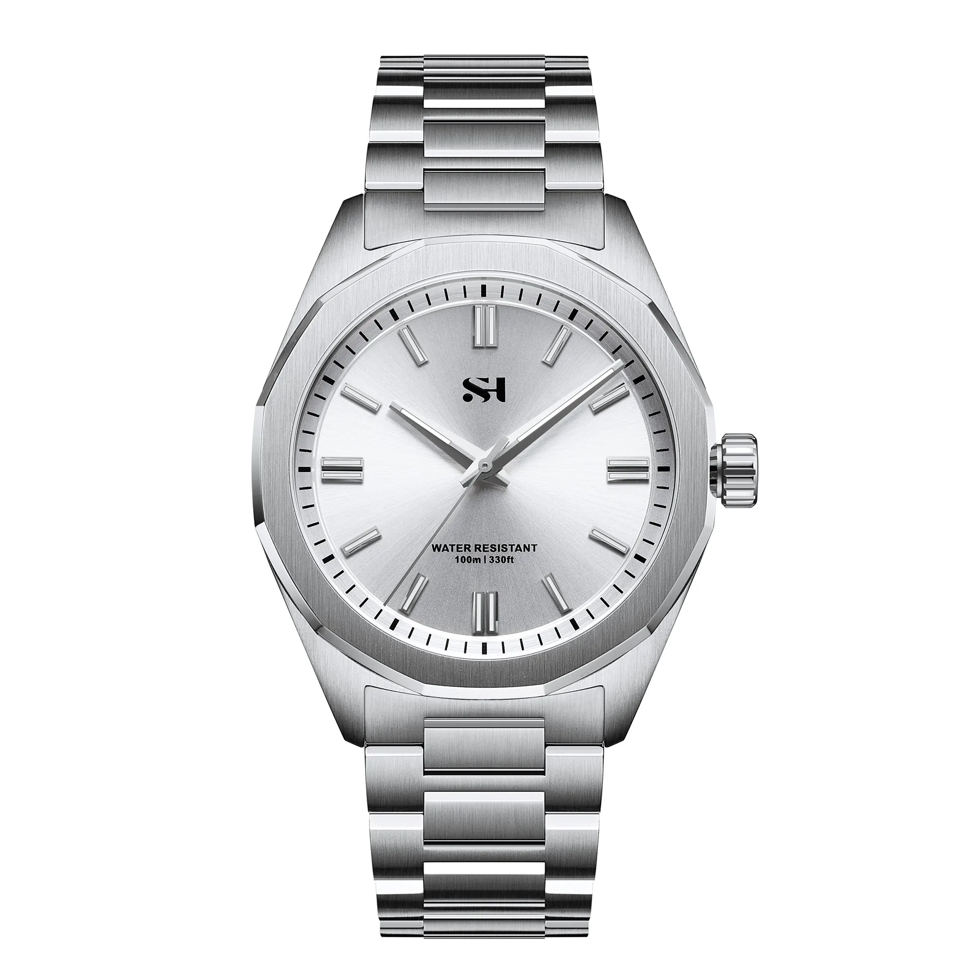 SEA HORIZON SH11 Men's Quartz Watch VH31 Sweeping Seconds 39mm Slim 316L Stainless Steel Integrated Bracelet Sapphire Crystal 10