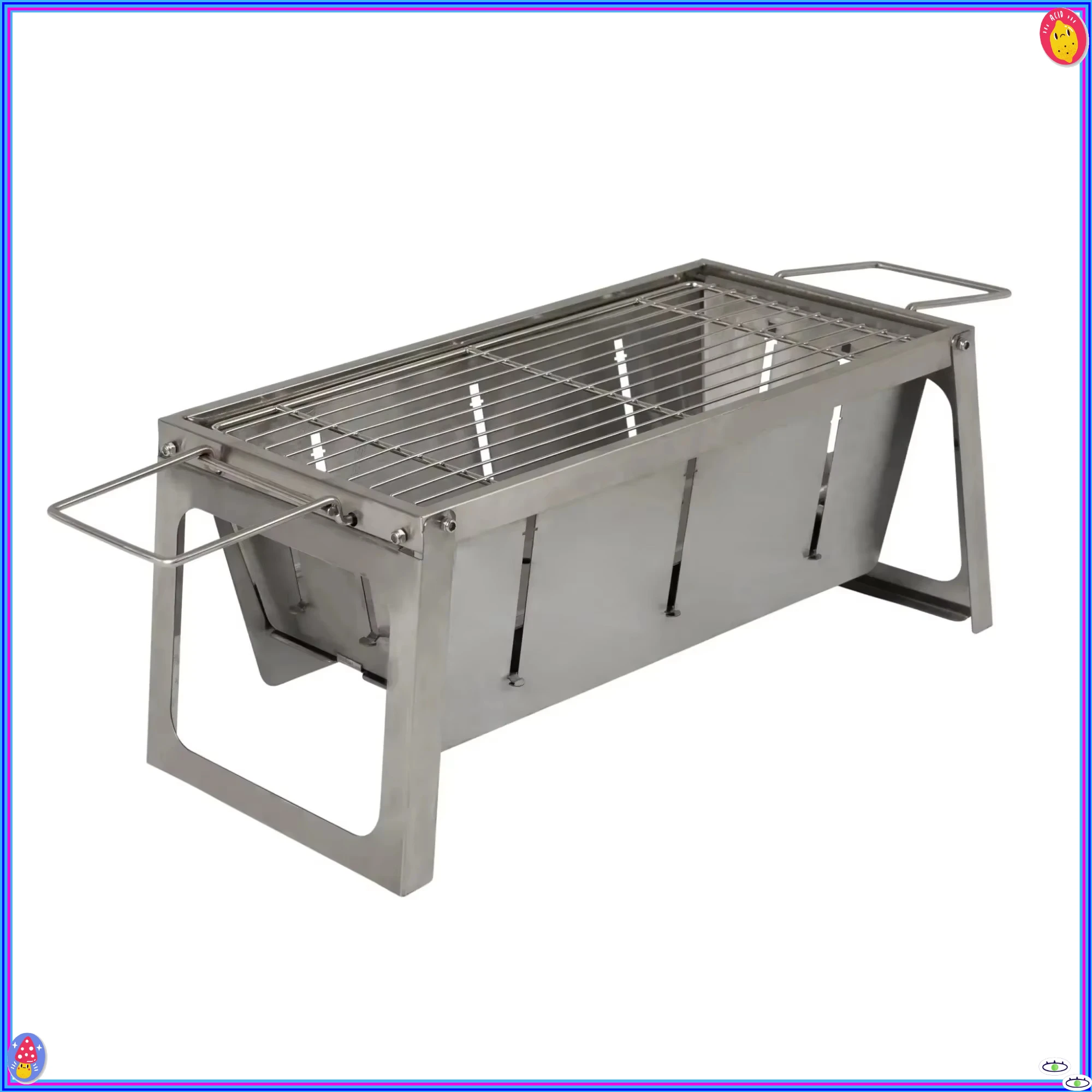 

Stainless Steel Foldaway Charcoal Grill, Portable Outdoor BBQ with Grate & Carry Bag, Compact for Picnics & Camping Trips