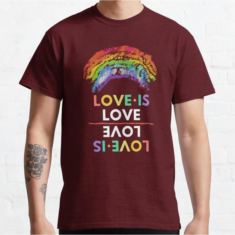 Love is Love lgbtq pride month gift clothing Short-sleeve crewneck T-shirt for men large size Adult Tops S-6xl