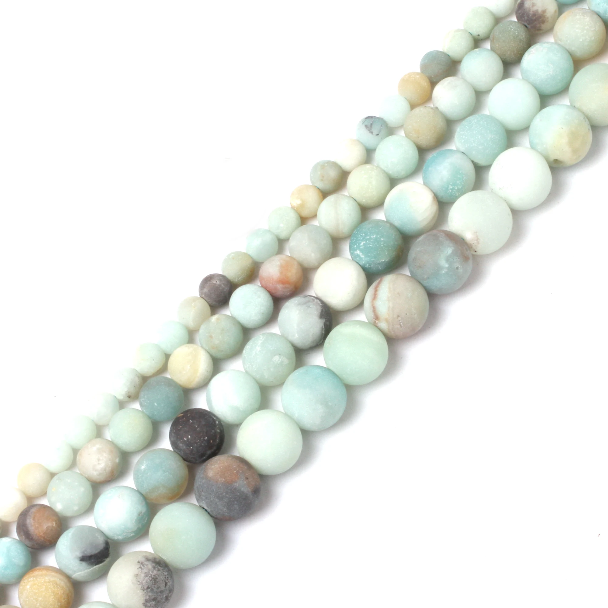 Natural Stone Multi-Color Amazonite Gems Round Frost Loose Beads For Jewelry Making Strand 15inch Necklace Bracelet