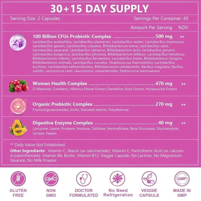 Women's Probiotic Supplement - PH Balance, Healthy Vaginal Odor, Vaginal Flora, Yeast Balance, Immune Support