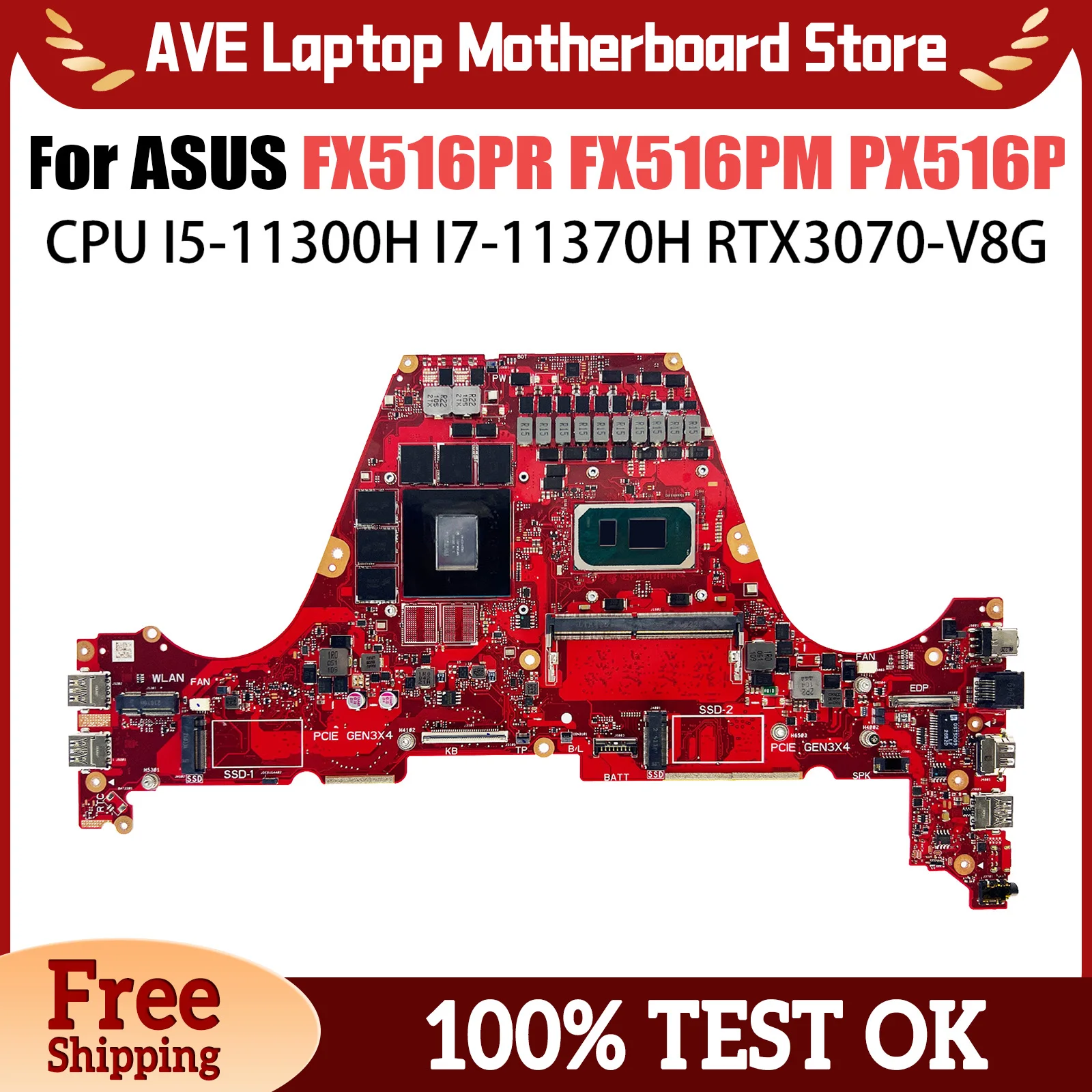 FX516PR Laptop Motherboard For ASUS TUF F15 FX516PM FX516PE FX516PM PX516P I5-11300H I7-11370H RTX3070 Mainboard