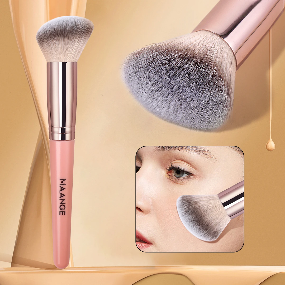 MAANGE-Pincéis de maquiagem angular, cabelo sintético premium, contorno facial, pó bronzeador, lustrando, amigo da pele, ferramentas de maquiagem