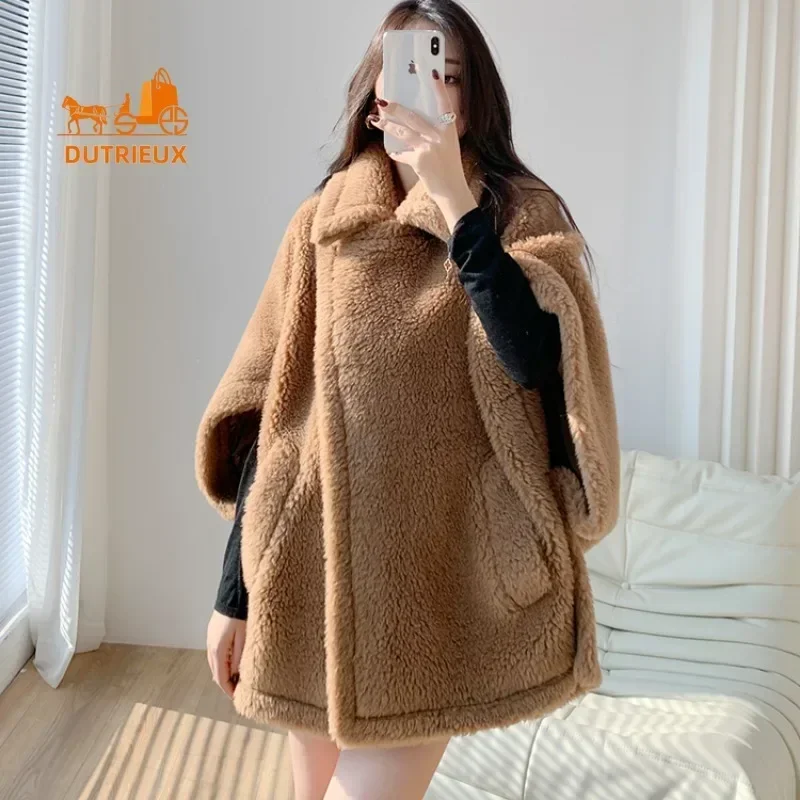 Top Quality Teddy Coat for Women, 80%Wool 20%Alpaca Coat, Winter Short Teddy Cape Women Coat and Jacket, Real Fur Coat for Women