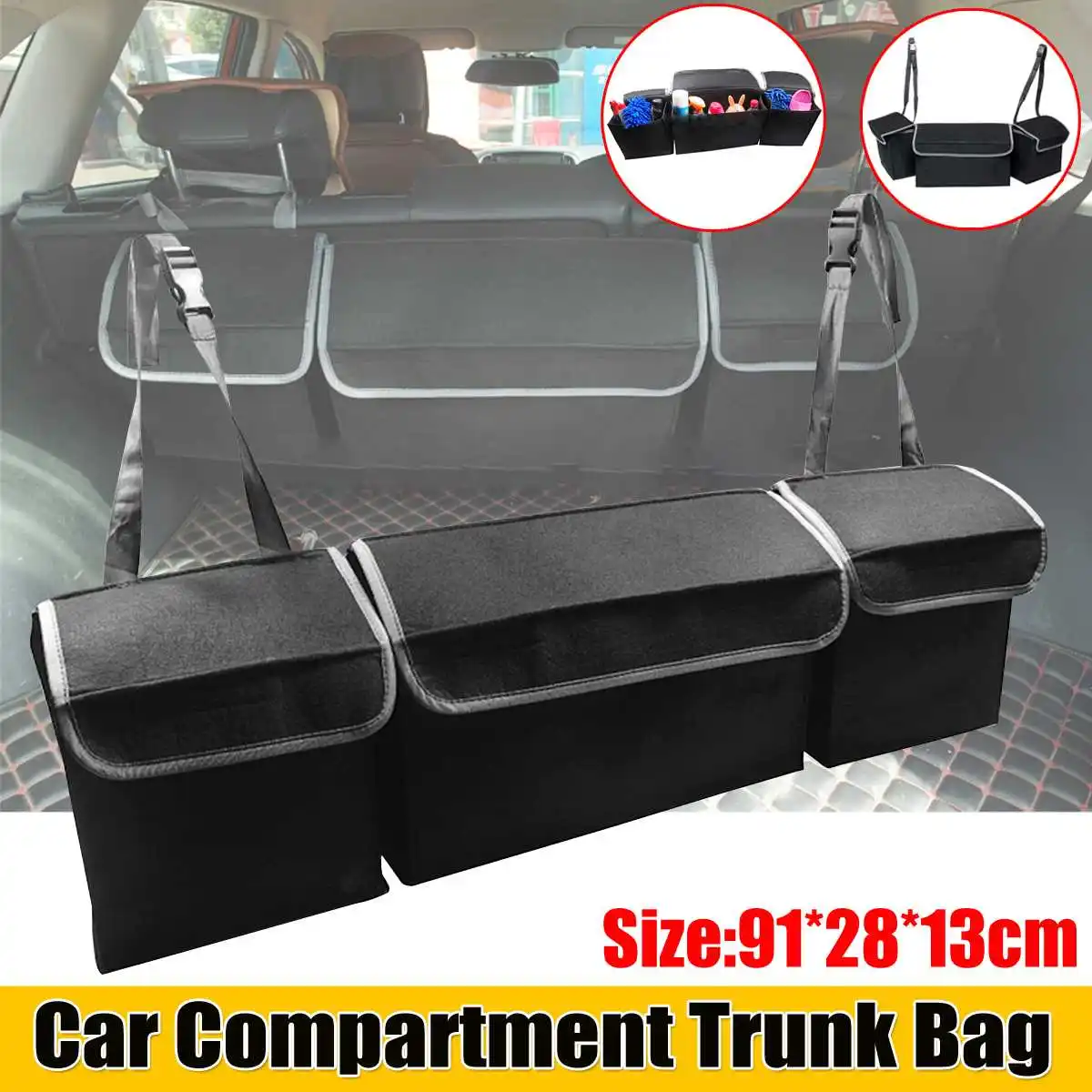 Car Trunk Organizer Backseat Storage Bag Collapsible Cargo Storage High Capacity Car Seat Back Organizers Interior Accessories