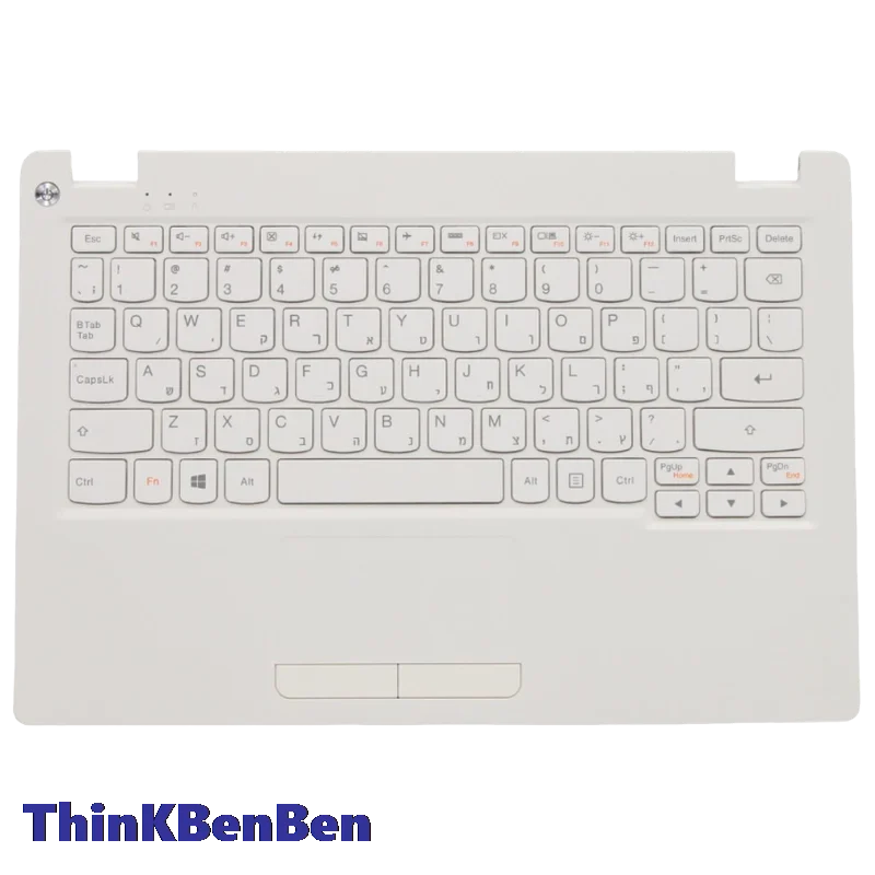 HB Hebrew (IL Israel) White Keyboard Upper Case Palmrest Shell Cover For Lenovo Ideapad 110S 11 11IBR 5CB0M53675