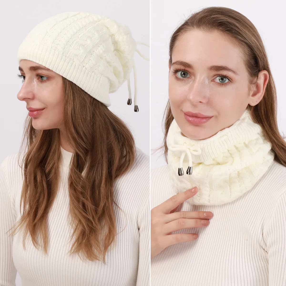 Fashion Women Autumn Winter Warm Thick Beanies Cap Hat Lady Multifunction Snood Scarf Knitted Cap Hat For Women