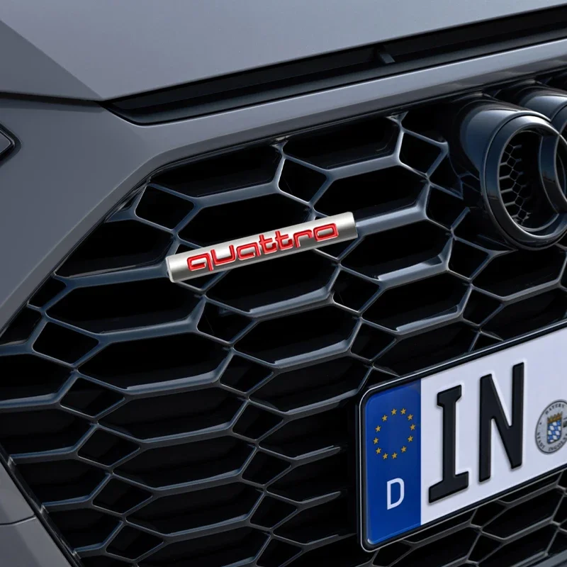 المعادن Quattro شعار الجبهة شواء شارة شعار ملصق الشارات لأودي كواترو سلاين RS A4 B8 B6 B7 B9 A3 8P 8V 8L A6 C7