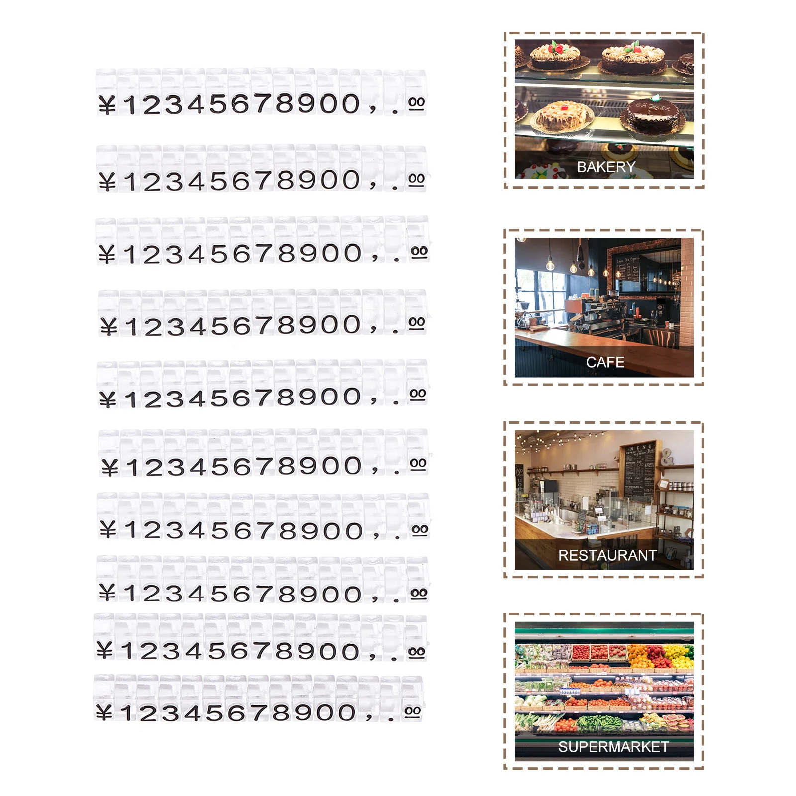 

10Pcs Price Tags for Jewelry Clear Number Display Sturdy Plastic Reusable Price Label for Store Supermarket Mall Display