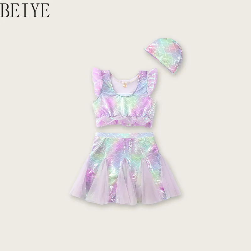 Summer Kids' Dress Swimsuit Set Cute 2026 New Girls' Princess Swimwear Fashion Sweet Children's Kawaii Swimwear