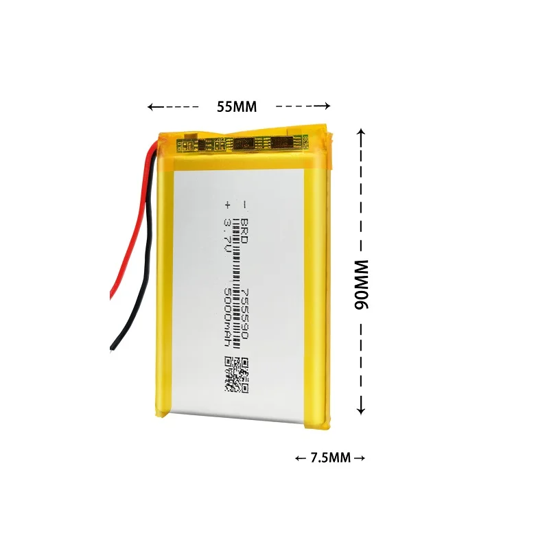 3.7v 5000mah células de bateria lipo de polímero de lítio para mp3 power bank psp telefone móvel almofada protable tablet pc 755590   Parte