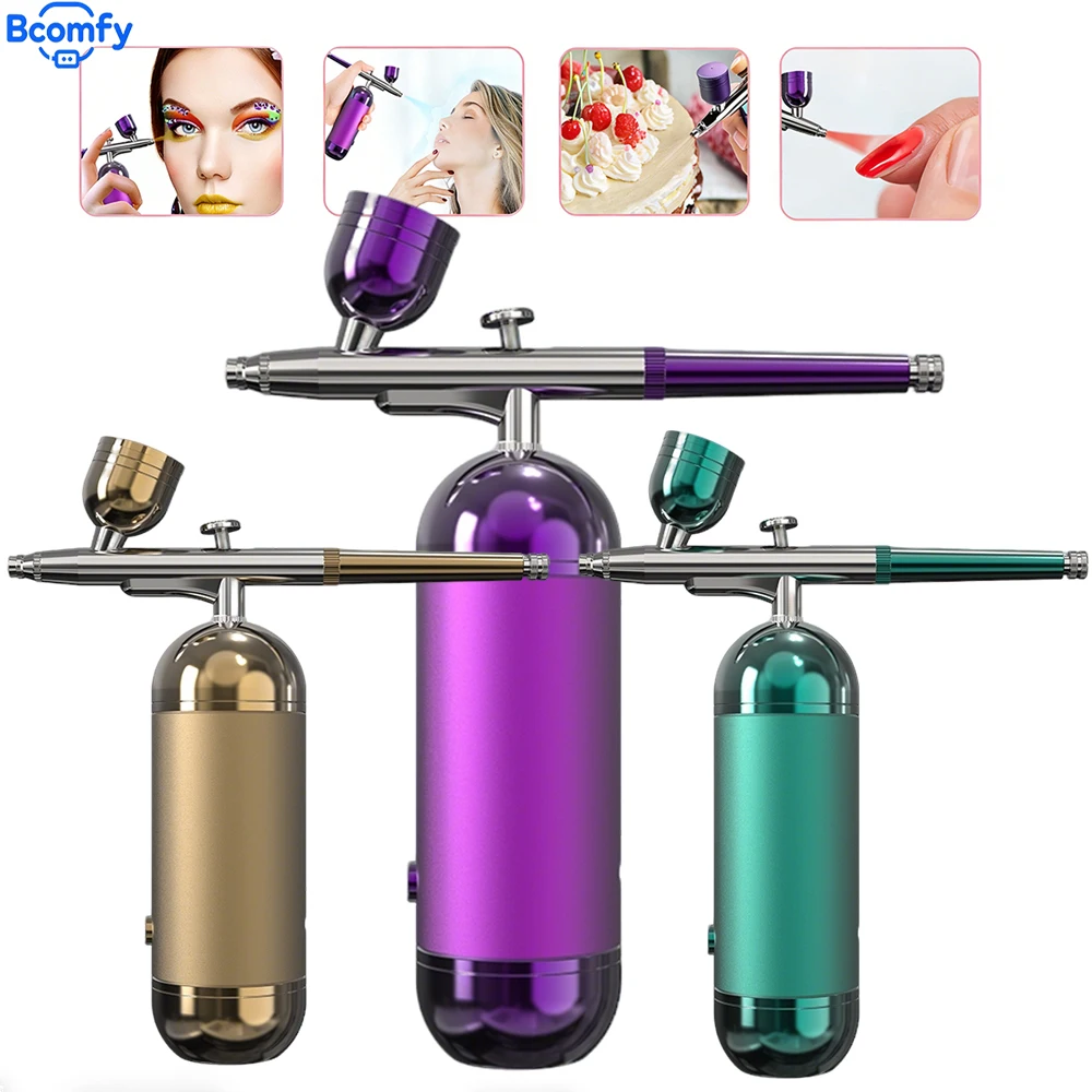

Airbrush with Compressor for Nail Art Tattoo Cake Makeup Oxygen Deep Hydrating Machine Rechargeable Air Brush Sprayer Gun