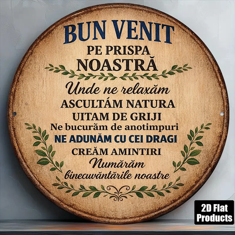 Round Sign, Vintage Plaque about 