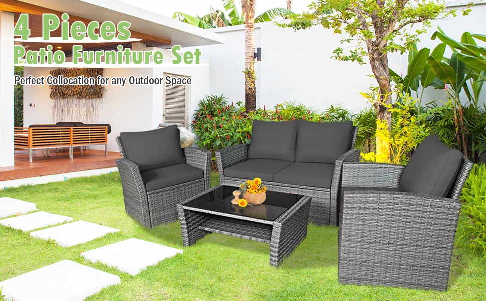 4 pieces patio furniture set