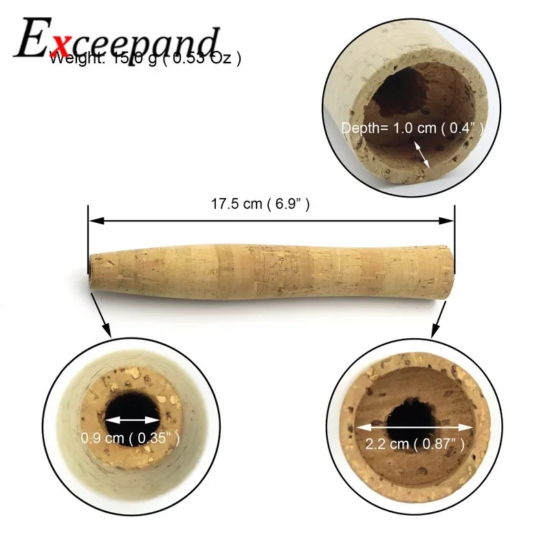 Grade A Pure Cork Fly Rod Handle Fishing Rod Grip for Rod Building or Repair