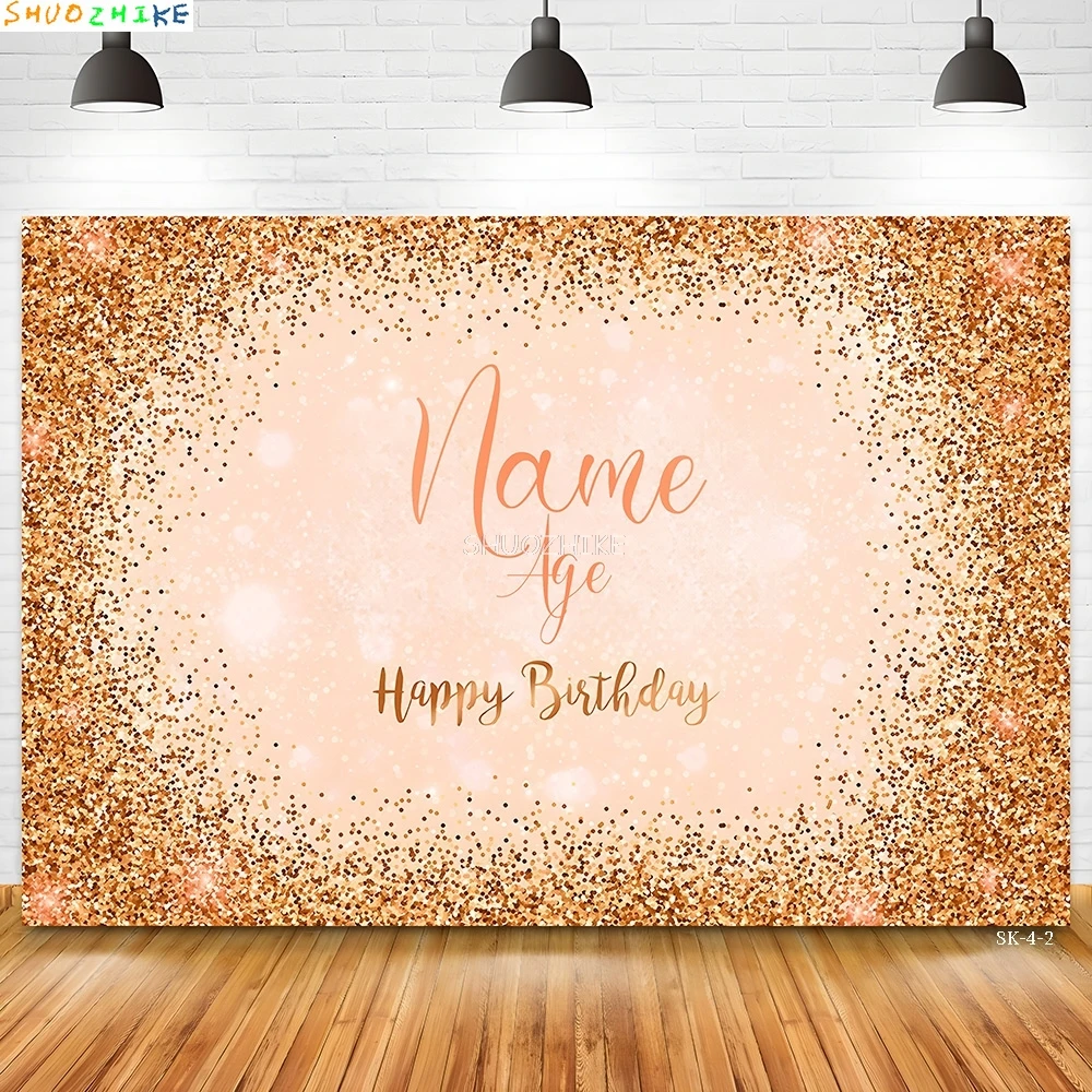 Happy Birthday Photography Backdrop Custom Name Text Anniversary Baby Shower Newborn Kid Photo Studio Background SK-06