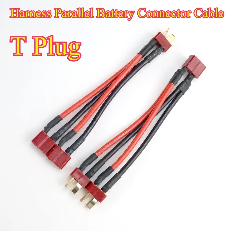 

Т-образный разъем, параллельный аккумуляторный разъем, штекер/гнездовой кабель, двойной удлинитель Y-разветвитель для двигателя с дистанционным управлением, силиконовый провод 14AWG