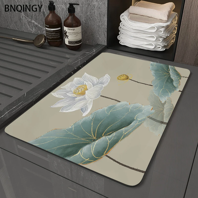 

Chinese Style Bathroom Floor Mat Quick-Drying Water-Absorbing Non-Slip Carpet Bathtub Bathroom Door Foot Mat Soft Diatom Mud Mat