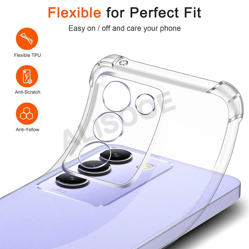 HD Transparent Cover for VIVO V40 SE V40 Lite 5G Case Clear TPU Protective Cover for Vivo V30 Lite V30e V29 Pro V29E Capa Funda