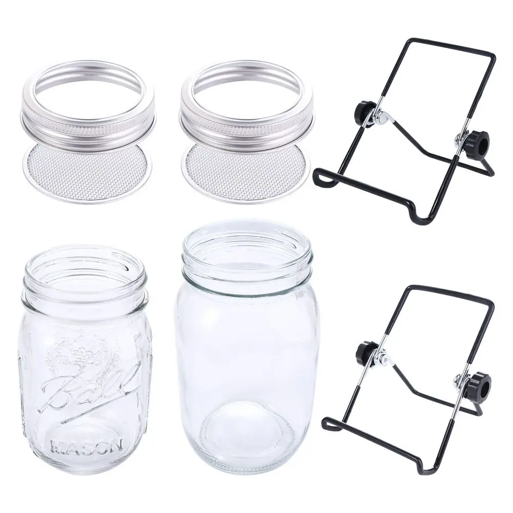 Healthy Wide Mouth with Stand Organic Sprouter Germination Cover Mason Jars Sprouting Jar Kit