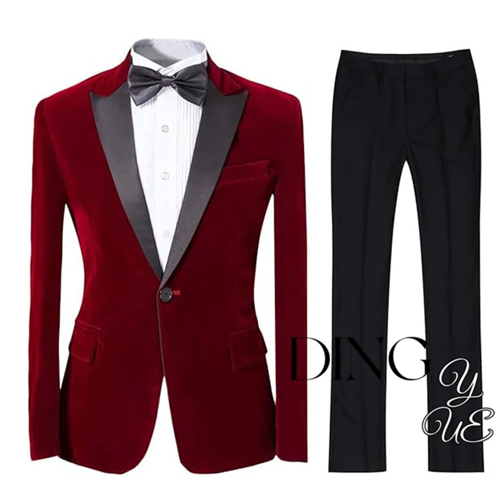 2024 Latest Coat Pant Designs Velvet Formal Wedding Suits for Men Groom Casual Blazer Custom Slim Fit 2 Piece Tuxedo