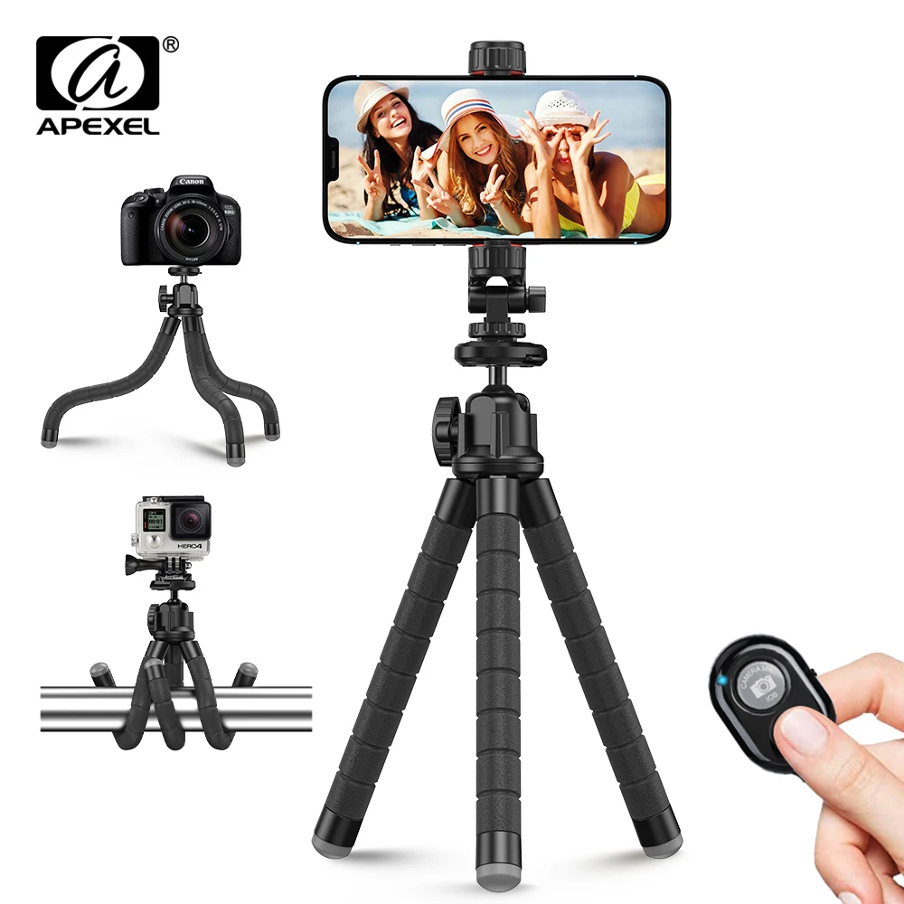 APEXEL Portable Flexible Octopus Tripod Extendable Mini Phone Stand 360 Rotation Shooting for Phone DSLR Gopro Live Streaming