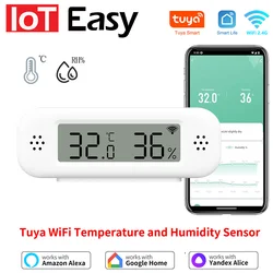 Tuya WiFi Mini Temperatura Wilgotność Dla Inteligentnego Domu Termometr Higrometr APP Zdalny Alarm Współpracuje z Google Home Yandex Alexa