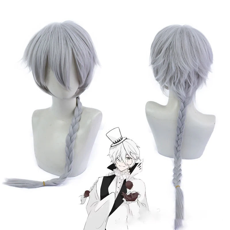 

Anime Bungo Stray Dogs Role Modeling Braided Hair Nikolai Gogol Cos Wig Comic Exhibition Dress Up Headwear Silvery Long Hair