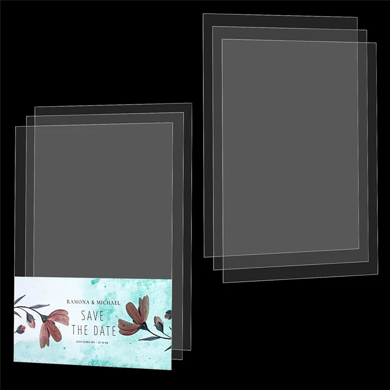 AT05-50Pcs Clear Acetate Sheets Transparent Plastic Sheets Heat Embossing Cards For DIY Scrapbook Photo Frames