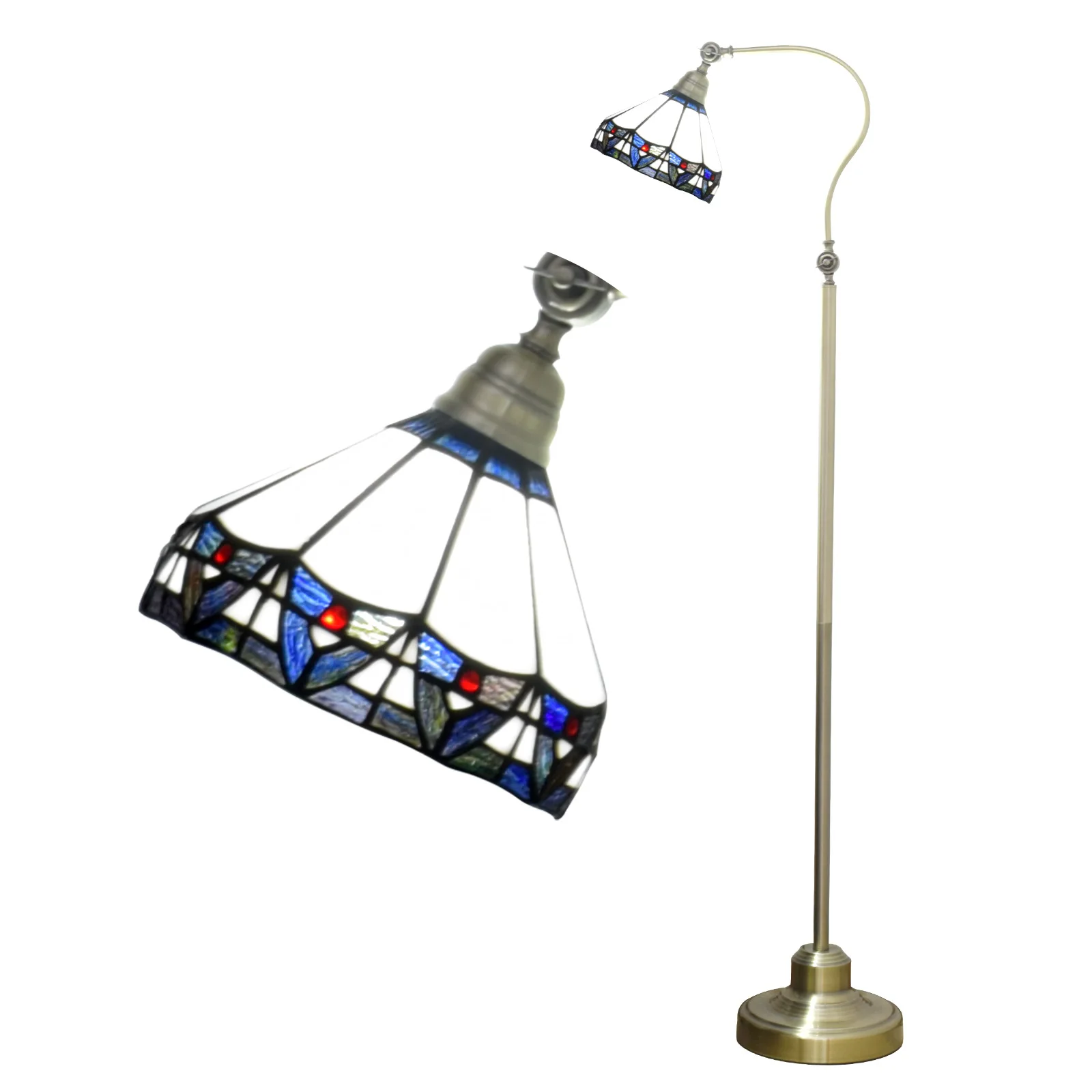 European Retro Standing Lights Tiffany Stained Glass Arched Lamp Coffee Table Vertical Bedroom Vintage Floor Lamp Table Lamp