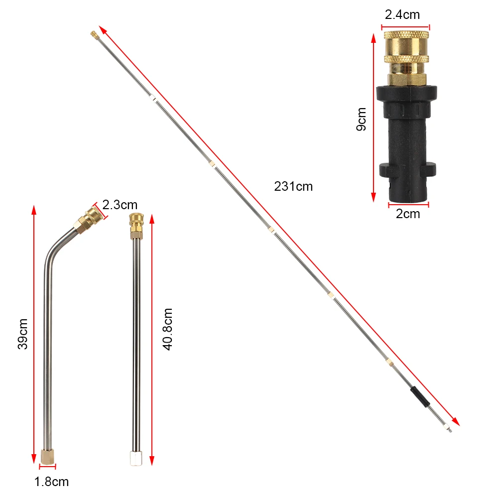 With 5 Quick Nozzles Extension Wand Nozzle For Karcher K Series Powerful Water Spray Lance Car Washer Metal Jet