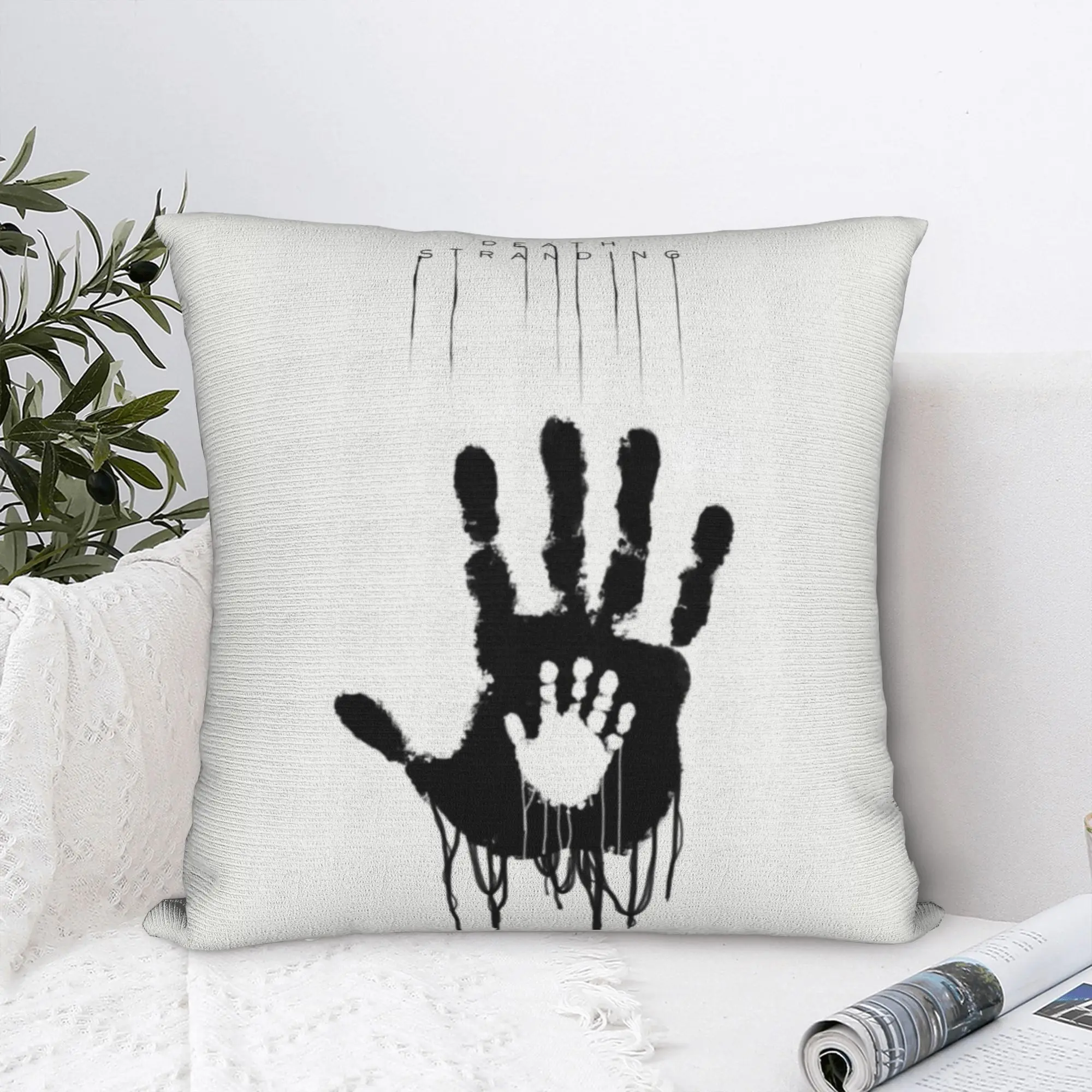 Funda de almohada Death Stranding, funda de cojín de mano, regalo Kojima Hideo Metal Gear Solid Reedus Norman Game Mgs, funda de almohada para el hogar