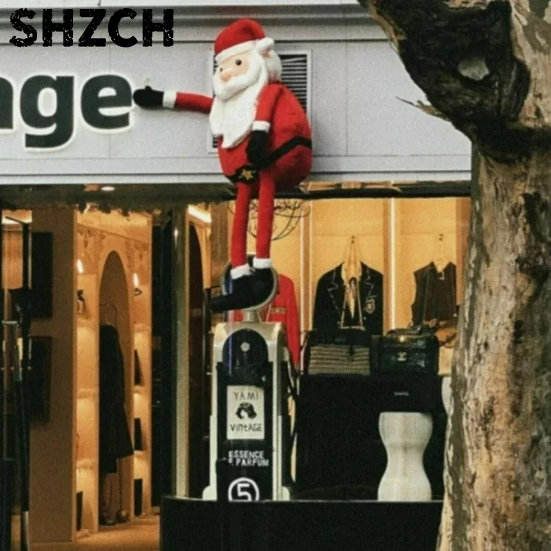 Long Legged Santa Claus Doll Storefront Mall Window Christmas Decoration Scene Prop and Festive Home Shop Daily Useful Pack Sets