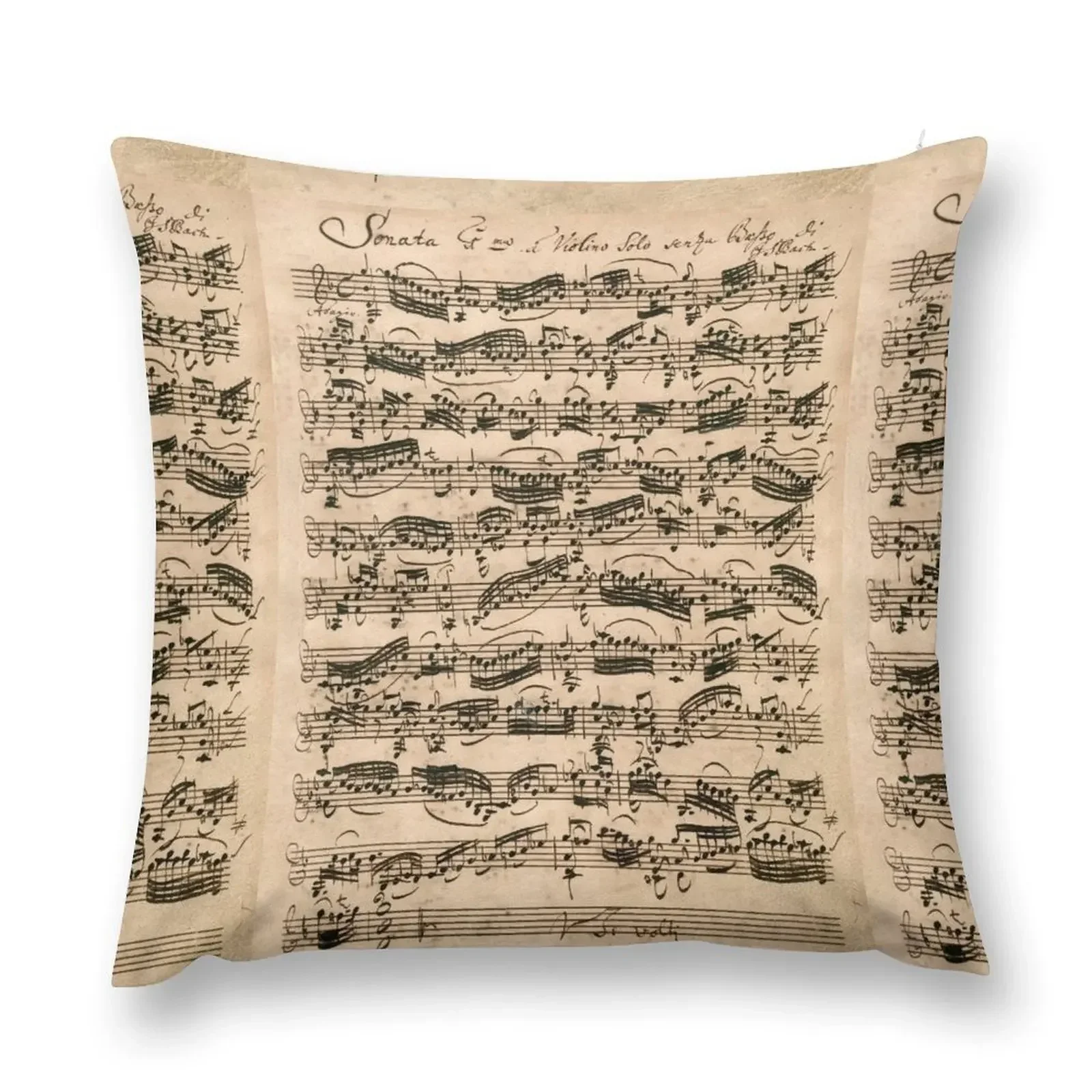 Bach Original handwritten score by Johann Sebastian Bach Throw Pillow Pillow Cases Sofa Covers For Living Room pillow