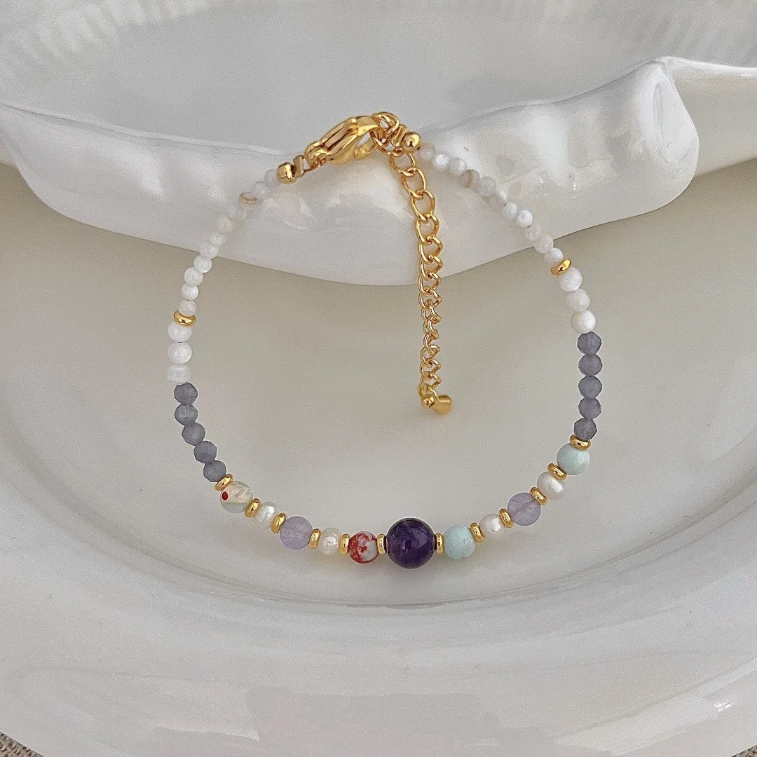 

Ruifan Trendy Natural Shell Beads Turquoise Freshwater Pearl Beaded Bracelet for Women Elegant Crystal Minimalist Bangles 1587