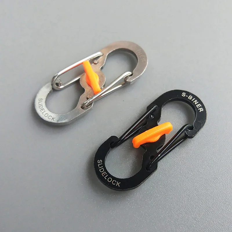 Mosquetão para acampamento ao ar livre, S Buckle with Lock, Mini Keychain Hook, Ferramenta Anti-Roubo Mochila Key-Lock, 8 em forma, 5pcs