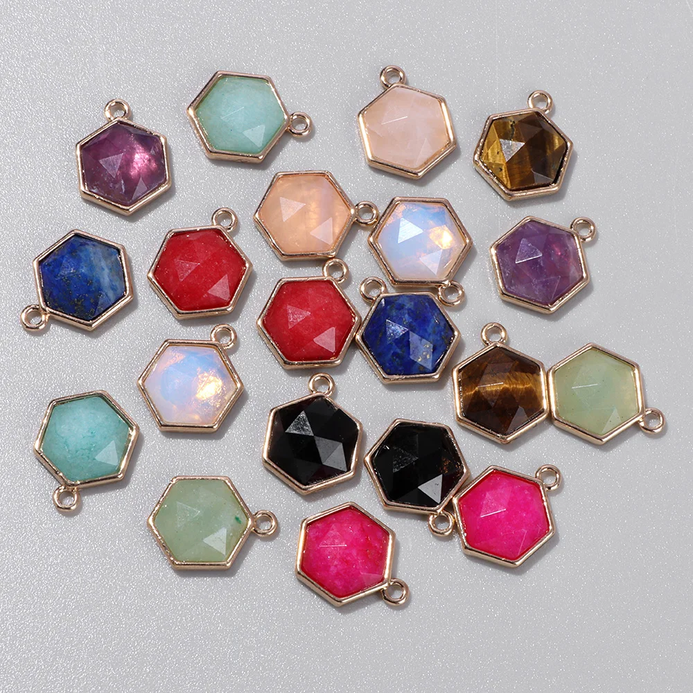 New Style Faceted Amazonite Stones Pendants Hexagonal Opal Fashion Charms For Diy Earrings Necklaces Jewelry Making Finding