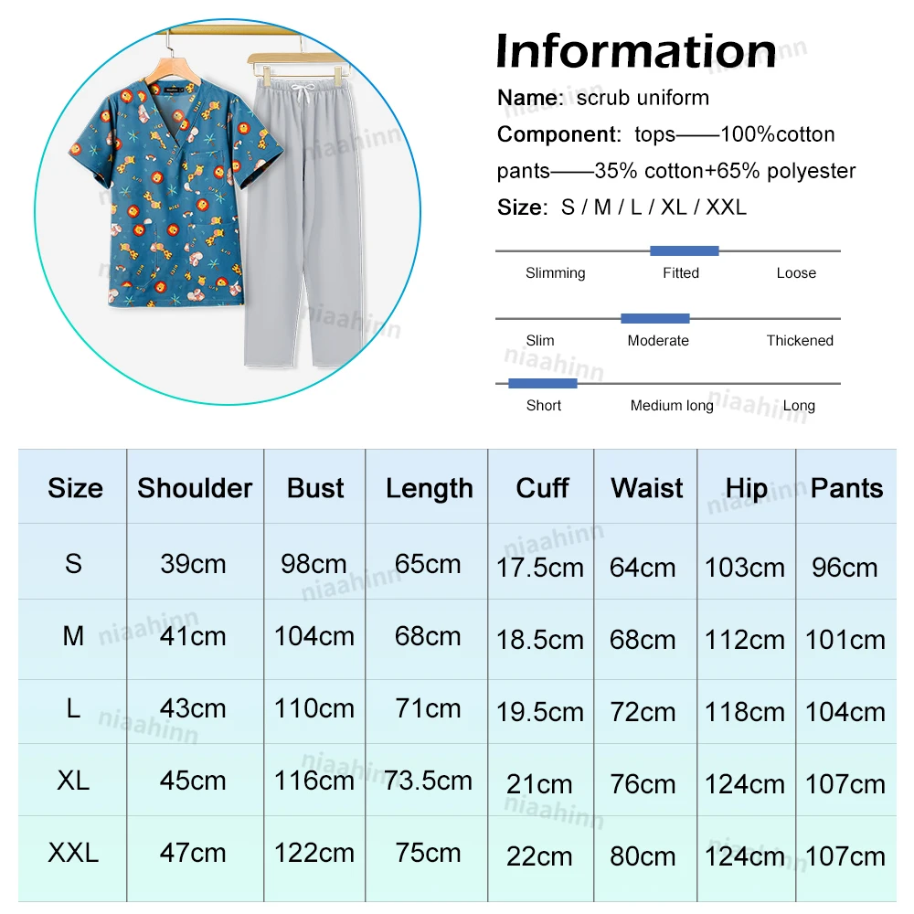 Medical Clothing for Women Dental Nursing Accessories Nurse Uniforms for Pediatric Clinics Cute Print Scrbus Set  Top+pants Suit