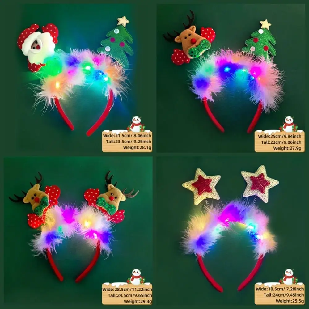LED LED Christmas Headband Antlers Headdress LED Light Christmas Headband Xmas Tree Colorful Xmas Tree Snowflake Hair Band