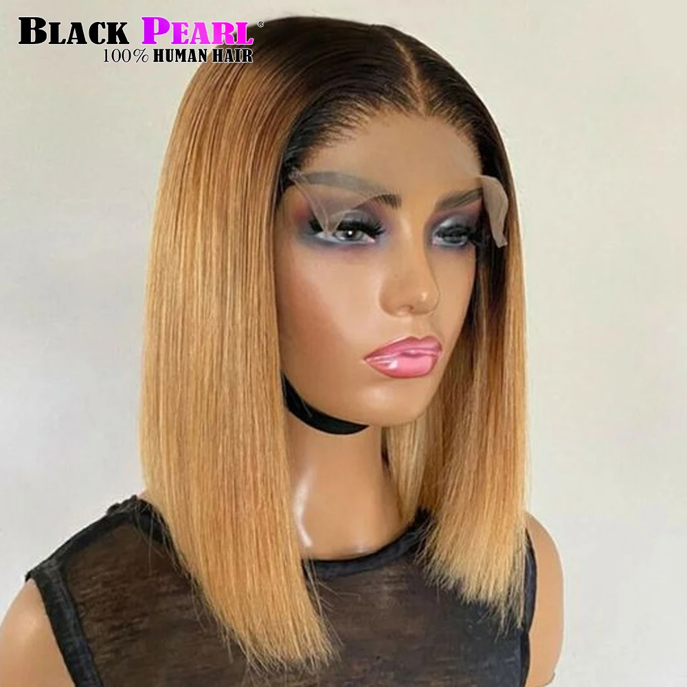 

Honey Blonde Human Hair Wigs 1b 27 Ombre 13x4 Lace Closure Straight Short Bob Wigs For Black Women Nabeauty Remy 180 Density