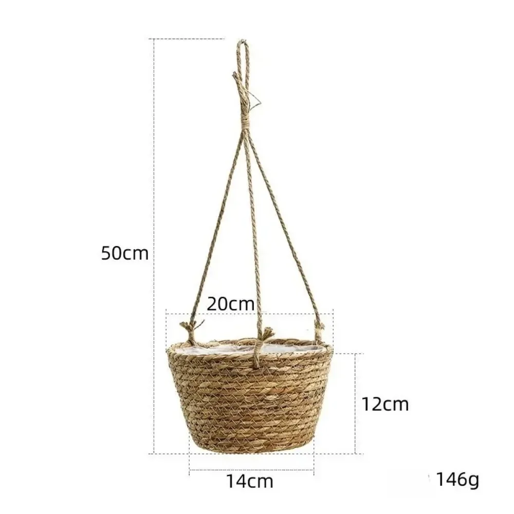 Nouveau panier suspendu en corde de jute pliable, panier en macramé en jonc de mer pour plantes succulentes, décoration intérieure et extérieure