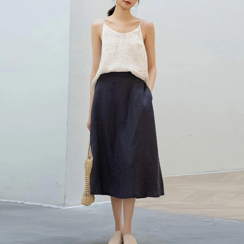 

2026 Summer New: Casual Versatile Cotton-Linen High-Waist Midi Skirt – Slimming & Vintage Style