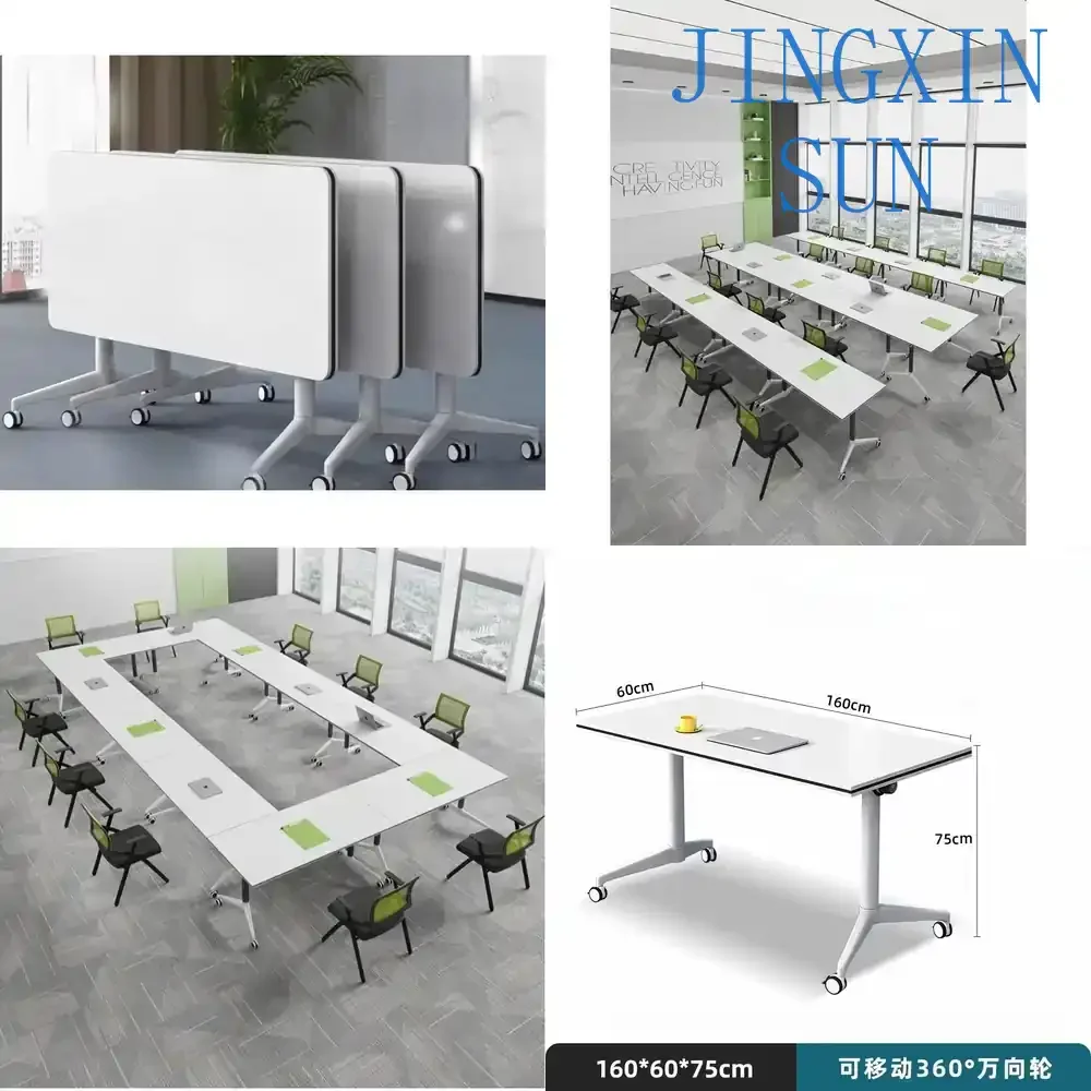 Training Table and Chair Combination Mobile Desk Strip Table for Educational Institution Splicing Conference Table Folding