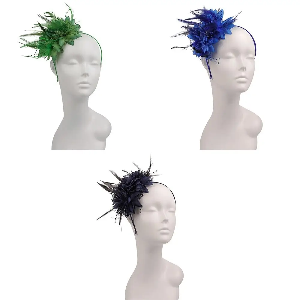 Wedding Women Mesh Headband Fascinator Hat Feather Hair Accessories