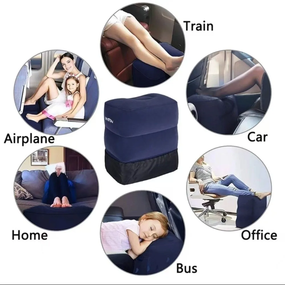 Sandaran Kaki Tiup Ringkas, Ringan, Tahan Lama, Bantal Penyangga Kaki, Nyaman, Portabel, Bantal Duduk untuk Penggunaan di Kantor